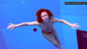 Ginger small tits teen Katka swimming