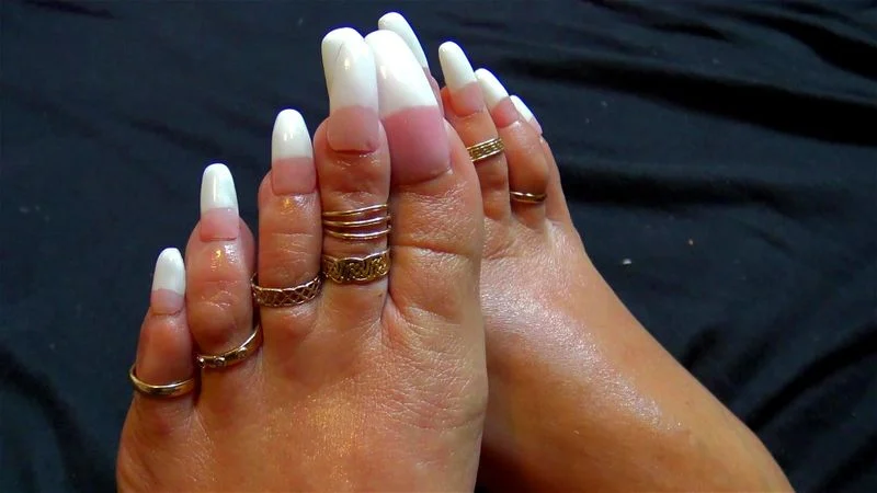 Long French toenails Long French toenails