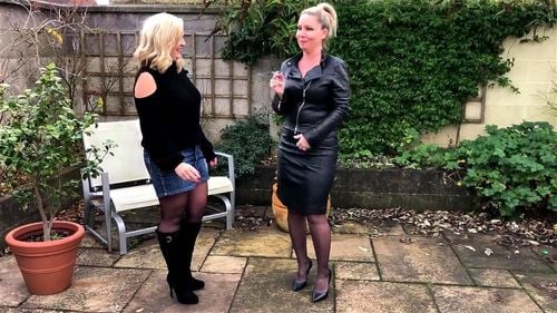 Two mature smokers,one in leather: Xnxx, Smoking & Denim Skirt Porn