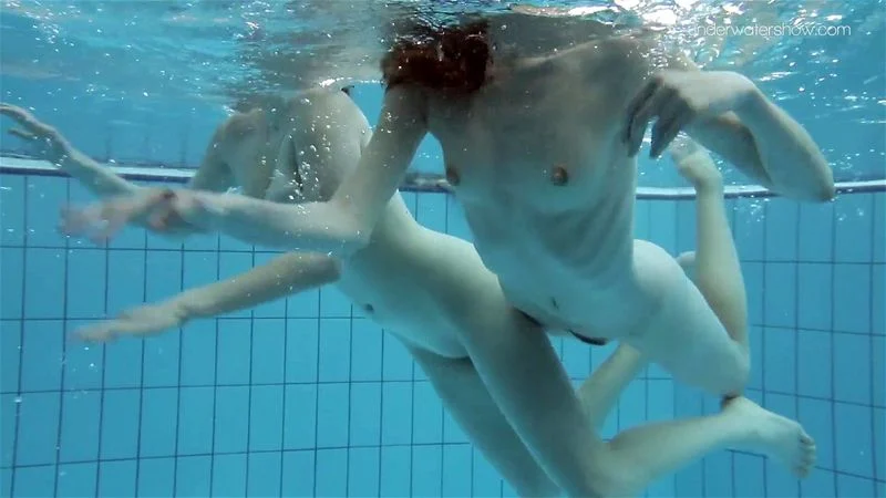 Hot lesbian show underwater