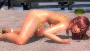 DOA5LR - Honoka win_lose pose in yellow bikini