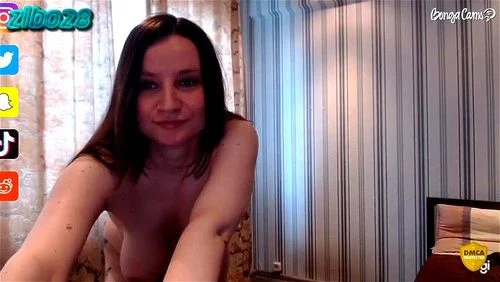 milf, webcam model, brunette, saggy natural tits