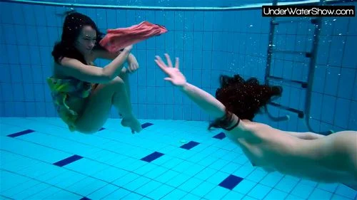 pornstar, lesbian, public, Underwater Show