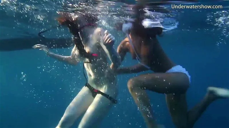 Naked girls on Tenerife having fun in the water