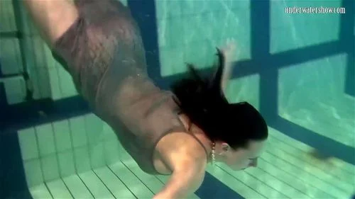 Underwater Show, brunette, underwater teen, big ass