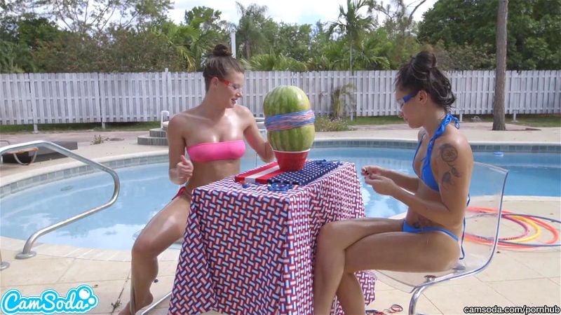 camsoda teens with big ass and big tits make a watermelon explode with rubb