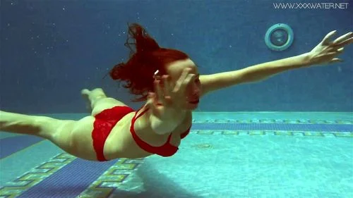 Lina Mercury Russian big tits pornstar enjoys swimming pool