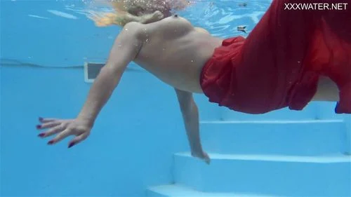Underwater Show, solo female, natural tits blonde, swimming