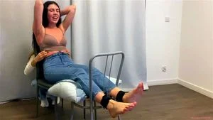 Nervous 18 years old Katarina gets her soft feet tickled!