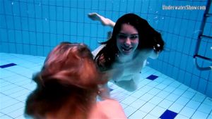 Andrejka and Anetta underwater hot lesbians