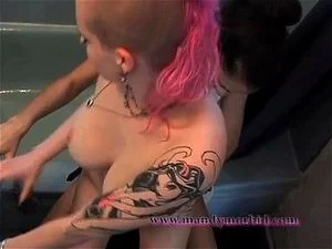 Watch Punk lesbian bounces on strap-on then performs cunninglingus - Punk,  Mohawk, Tattoo Porn - SpankBang
