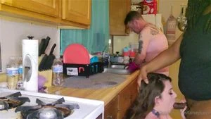 QoS slut fucks in kitchen