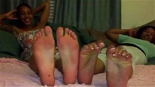 fetish, ebony, two babes, foot play