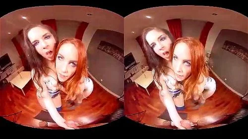 redhead, virtual reality, threesome, vr