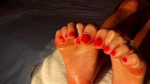 Oily Long Red Toes