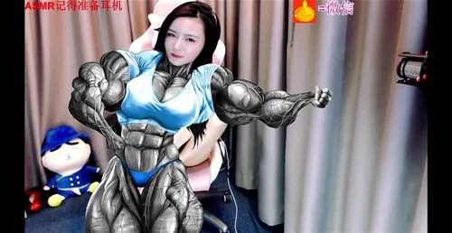 female muscle, asian, muscle growth, fetish