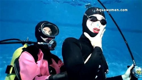 underwater, fetish, rubber, lesbian