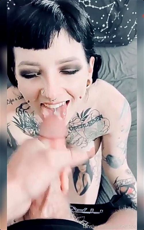 facial cumshot, gothic tattooed slut, cumshot, big dick