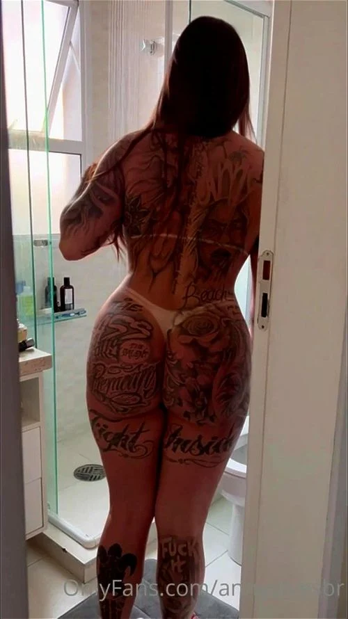 tattooed, masturbation, big ass, bathroom