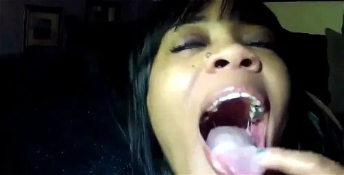 cum in mouth, blowjob, ebony, cum swallow