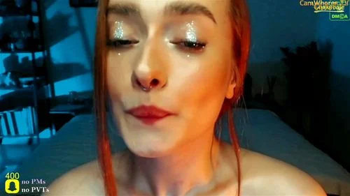 redhead, big tits, webcam, masturbation