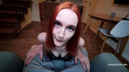 blowjob, doggystyle, sexy redhead, cum in mouth