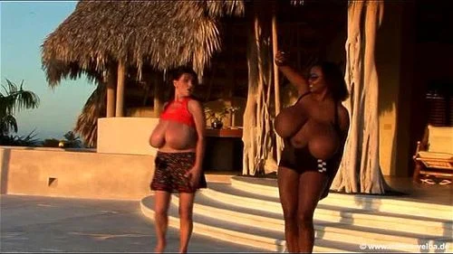 interracial, topless, dancing, big tits