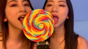 Japanese Twins Sucking Lollipop ASMR