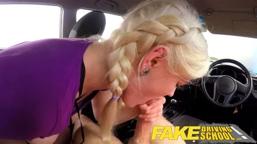 Fake Driving School Naughty learner in pigtails gets a deep creampie