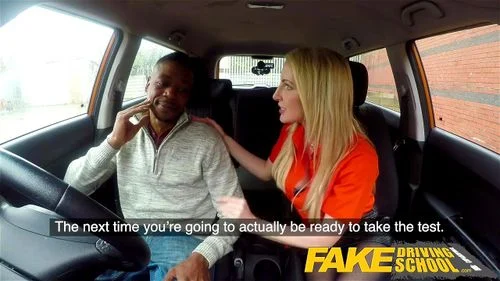 Fake Driving School Long black cock pleases busty blonde examiner