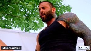 Men - Muscular Tattooed Man Markus Kage Fucks Benjamin Blue's Ass Hard In The Yard