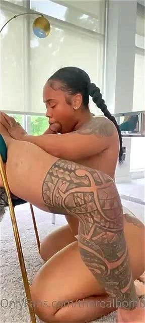 ebony, head, tattoo, big ass