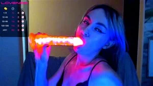 russian kelly double glowing dildo swallow