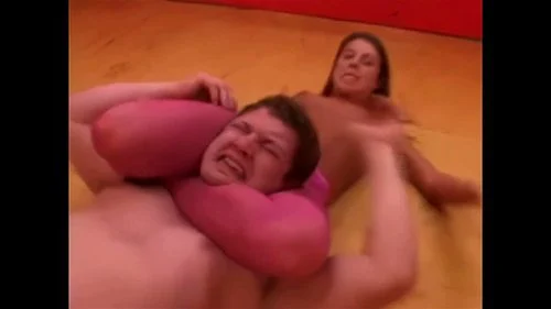 public, mixed wrestling, brunette, mixed fight