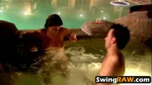 Hot orgy in a pool and bedroom