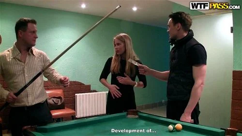 Billiard Threesome - Watch Play some billard and gets fuck that horny slut - Brunette, Hot Body, Threesome  Porn - SpankBang