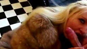 cute blonde in fur coat fuck and suck and cum on tits cum on face