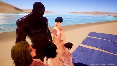nude beach, bbc, cumshot, 3d porn
