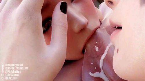 Dead Or Alive Futanari Two Girls Threesome: Handjob, Deepthroat & Handjob Cumshot Porn