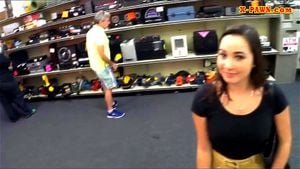 Busty college girl fucked by pawn dude at the pawnshop