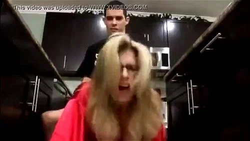 Mom gets fucked by her own son in the kitchen