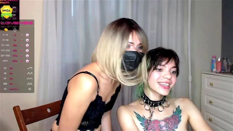 Emo teens play with strapon on liveshow