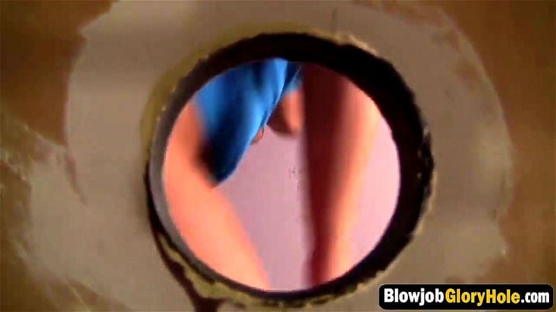 Blonde hottie sucks a dick through a glory hole