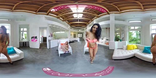 VR Bangers 3 Crazy Hot Girls Striptease and Masturbate around you 360 VR Porn