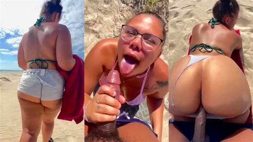 beach sex, public blowjob, blowjob, pov