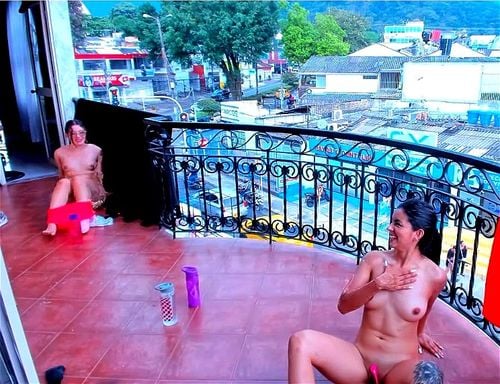 Naked in public balcony
