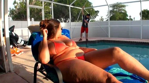 Curvy Goddess fucks her pool boy