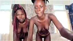 Two Beautiful African Girls Masturbating on Webcam