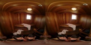 MadMay 4K VR blowjob in wooden cabin