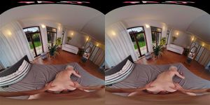 VR POV blowjob in a sunlit bedroom